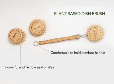 Cepillo bambú platos botella 2 cabezales biodegradable