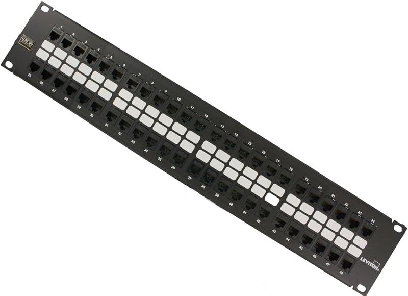 Panel Patch 48 puertos Cat 5E 2RU negro