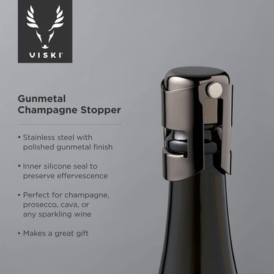Tapón champán Gunmetal sellador Prosecco negro