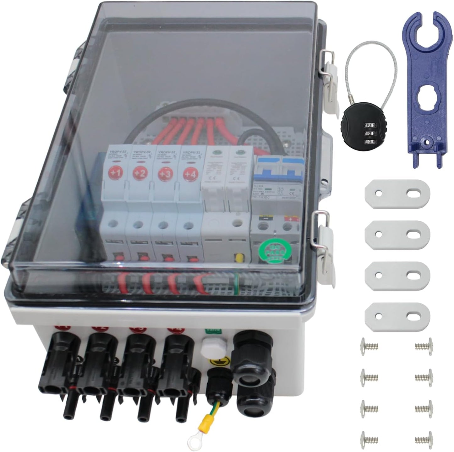 Caja combinada solar 4 cuerdas 15A impermeable con bloqueo