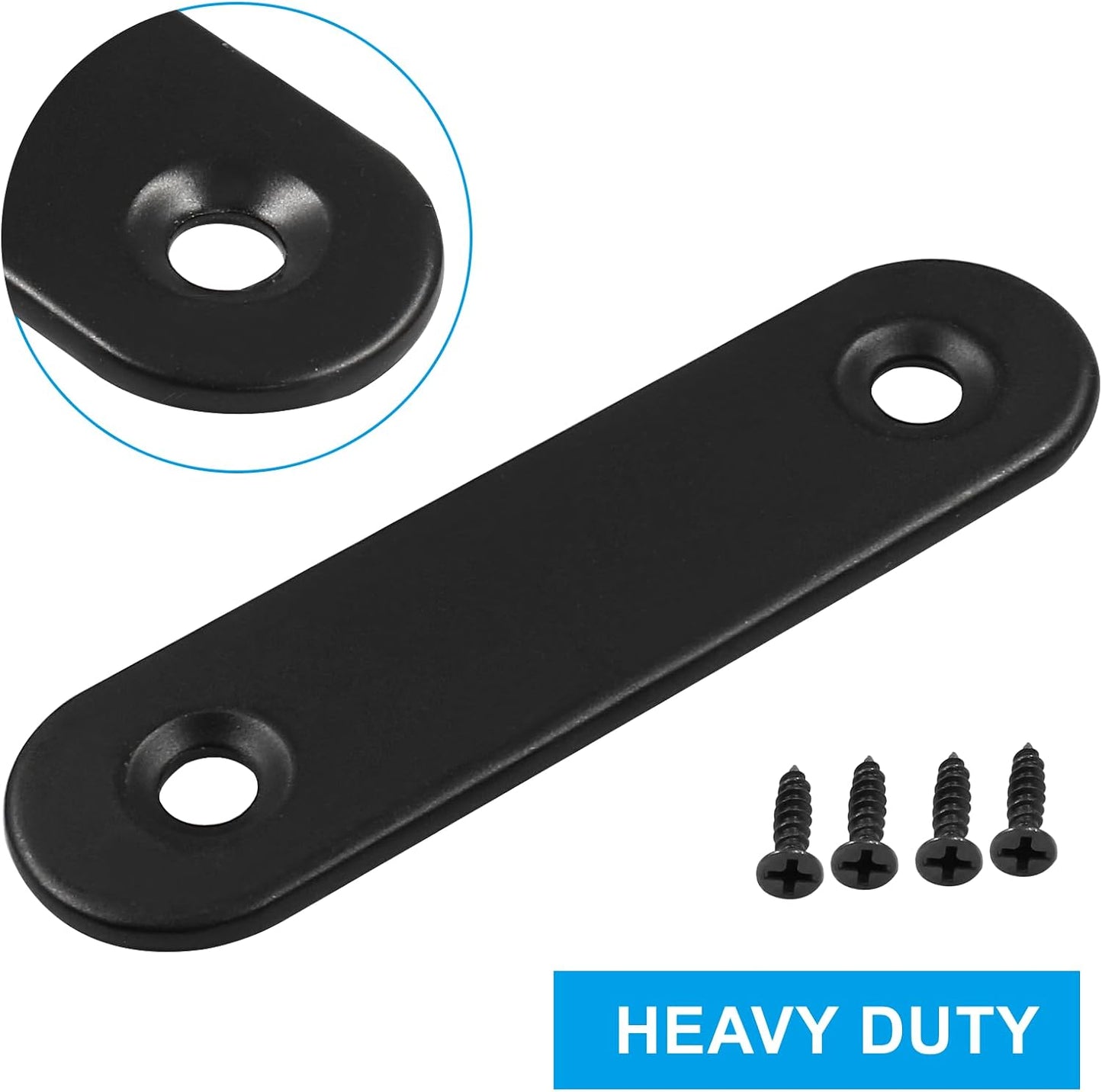 12 Soportes Acero Inox 2.4" Conector Placa Unión Negro