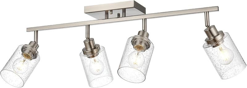 Luz techo tocador giratoria 4 luces níquel vidrio esmerilado