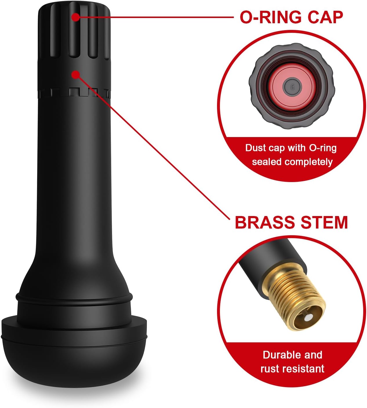 Vástago válvula neumático latón goma EPDM 0.453pulg paquete 5