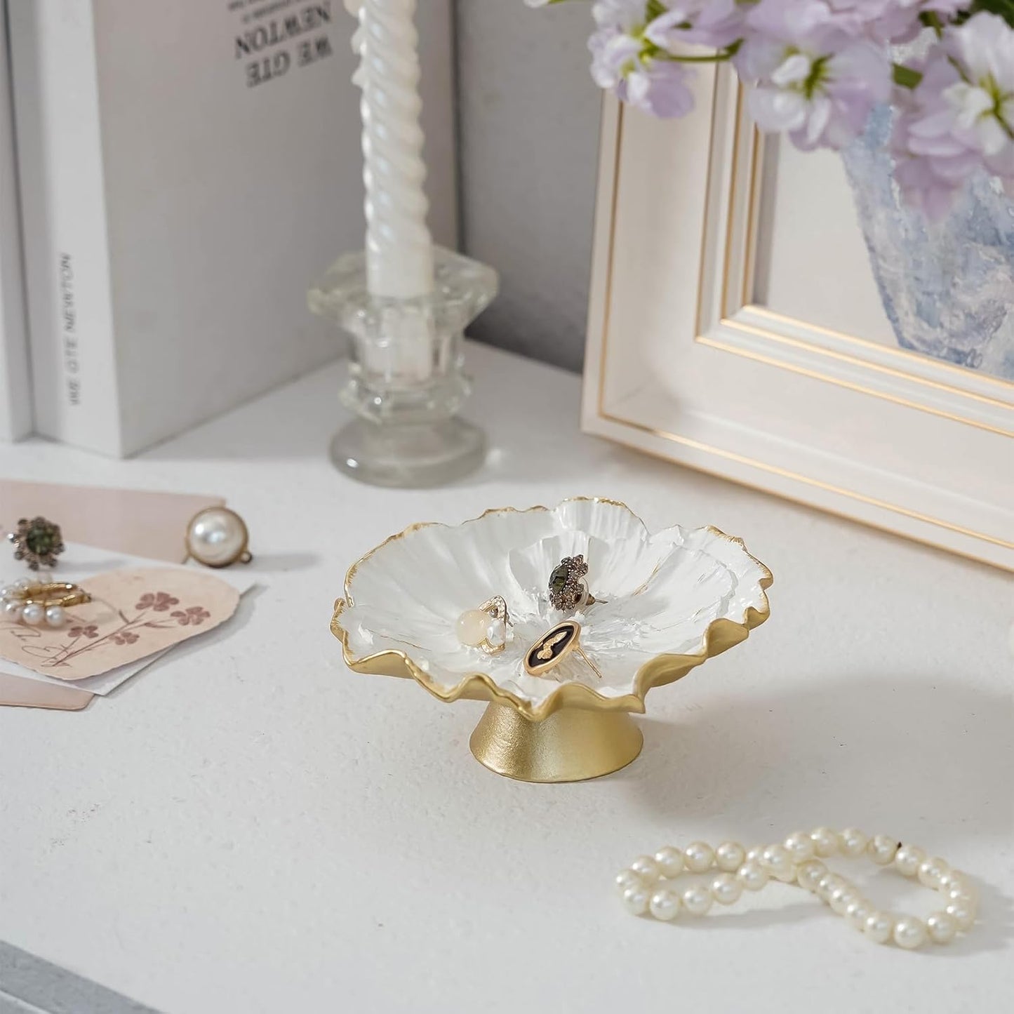 Bandeja flor metal vintage para joyas y regalo mujer