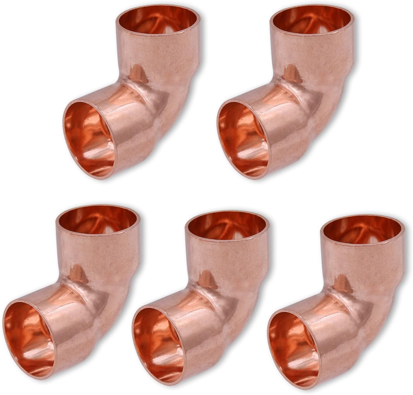 Codo 90 grados cobre junta soldadura 3/4pulg HVAC pack 5