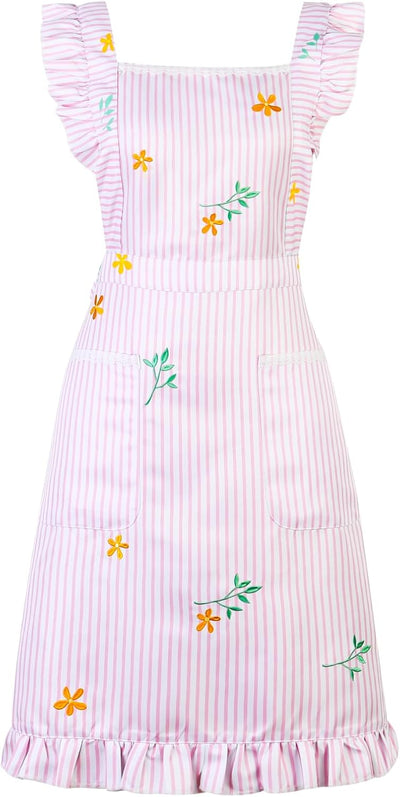 Delantal cocina mujer con bolsillos y estampado floral