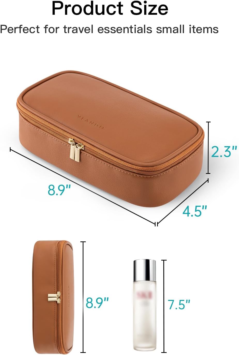 Bolsa maquillaje viaje mujer color marrón