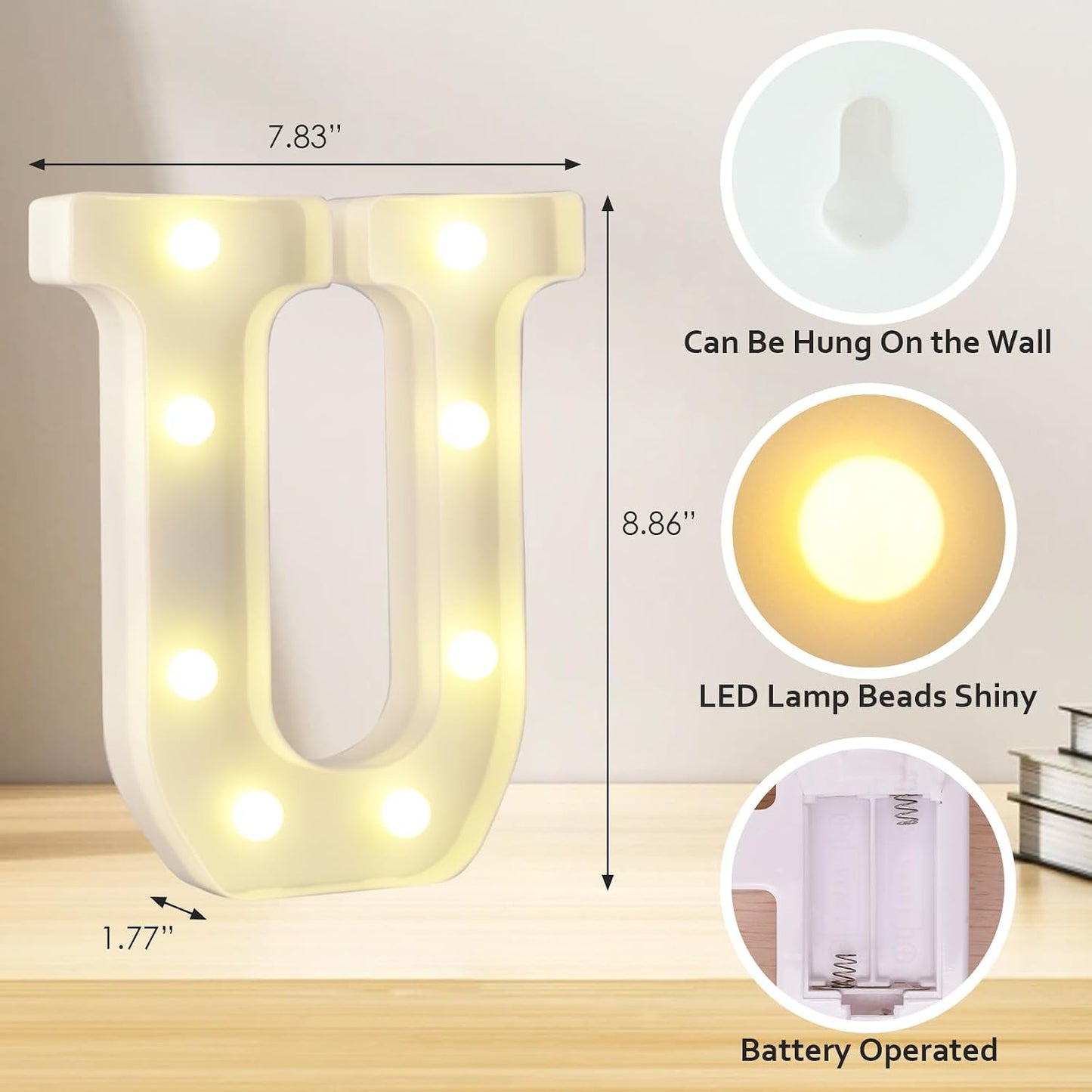Letras LED I Love U blanco cálido batería para bodas y san valentín