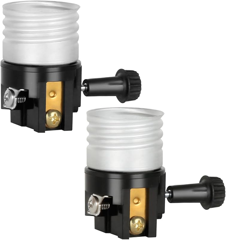 Kit 2 Portalámparas E26/E27 UL Con Perilla Encendido Lámparas Mesa