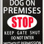 Letrero metal texto Beware of Dog jardín patio granja