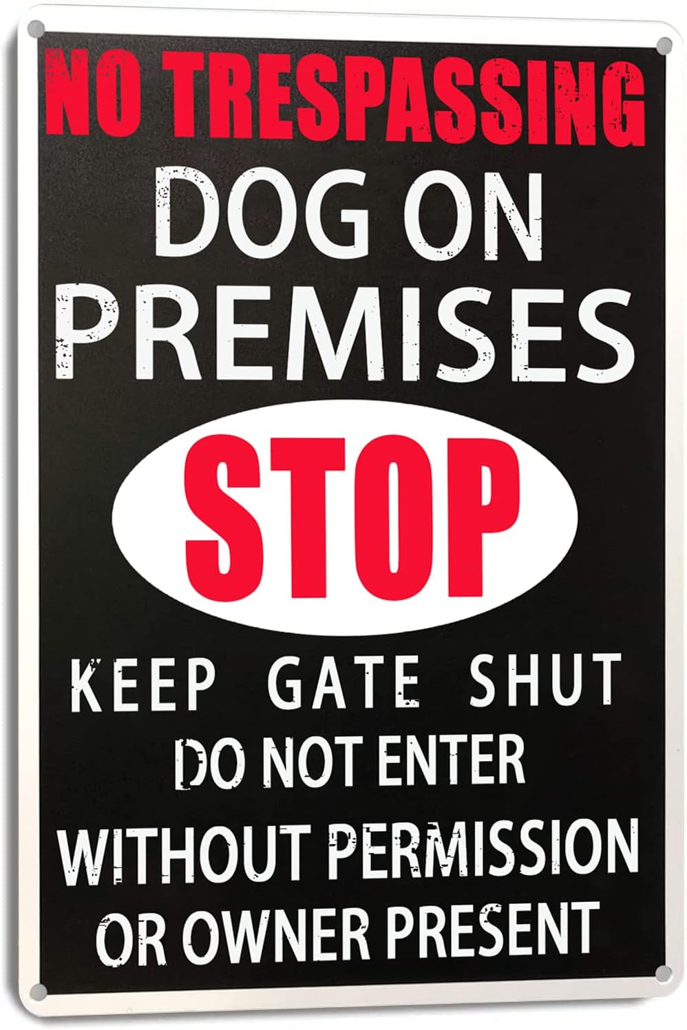 Letrero metal texto Beware of Dog jardín patio granja
