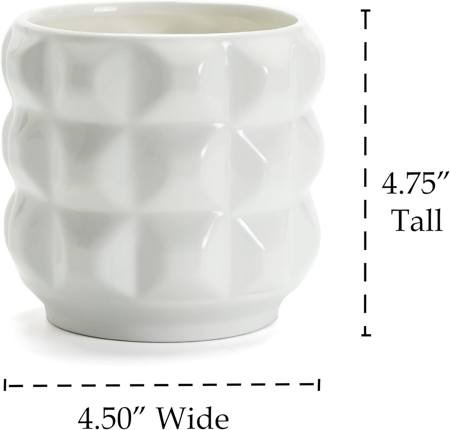 Maceta cerámica drenaje 4.5" redonda 3D blanco