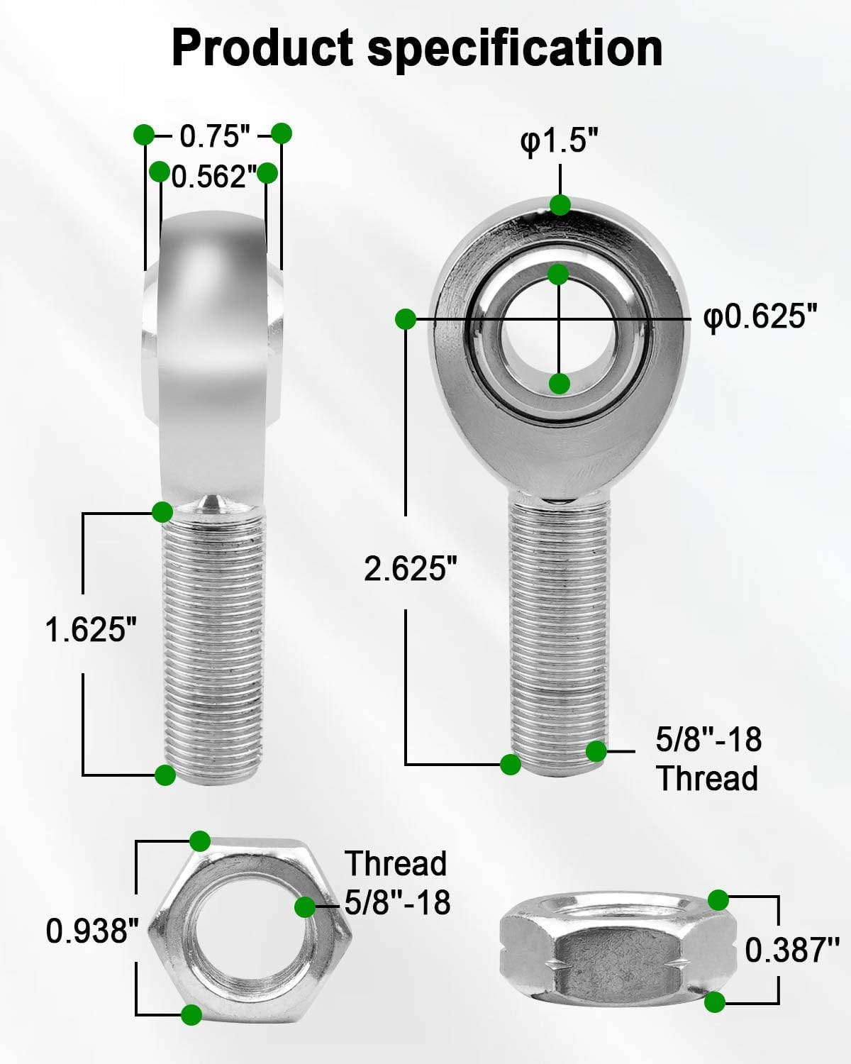 Kit varilla junta heim 5/8" contratuercas juntas