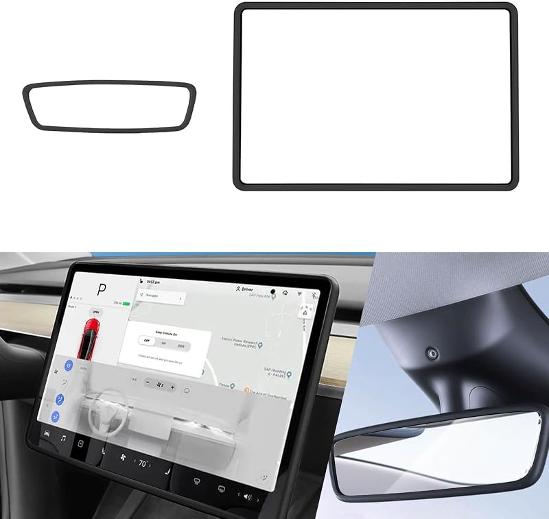 2 Pzas Marcos Silicona Pantalla Tesla Model 3 2017-25 Negro