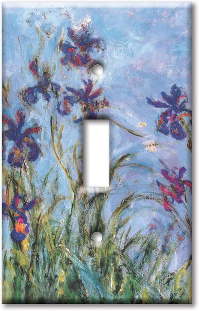 Placa decorativa pared metal interruptor luz lirios