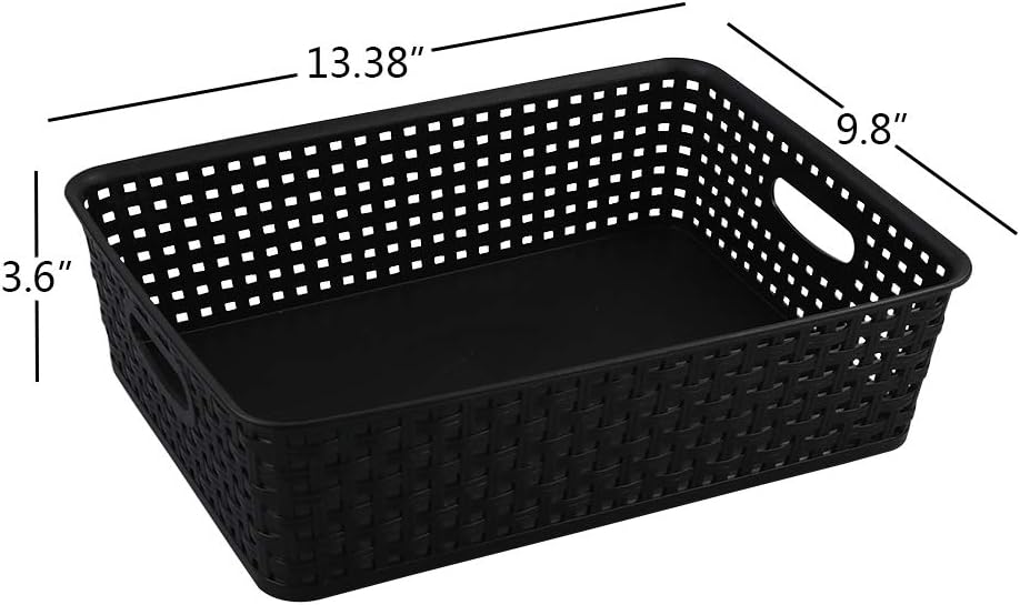 4 Cestas Almacenamiento Plástico Negro