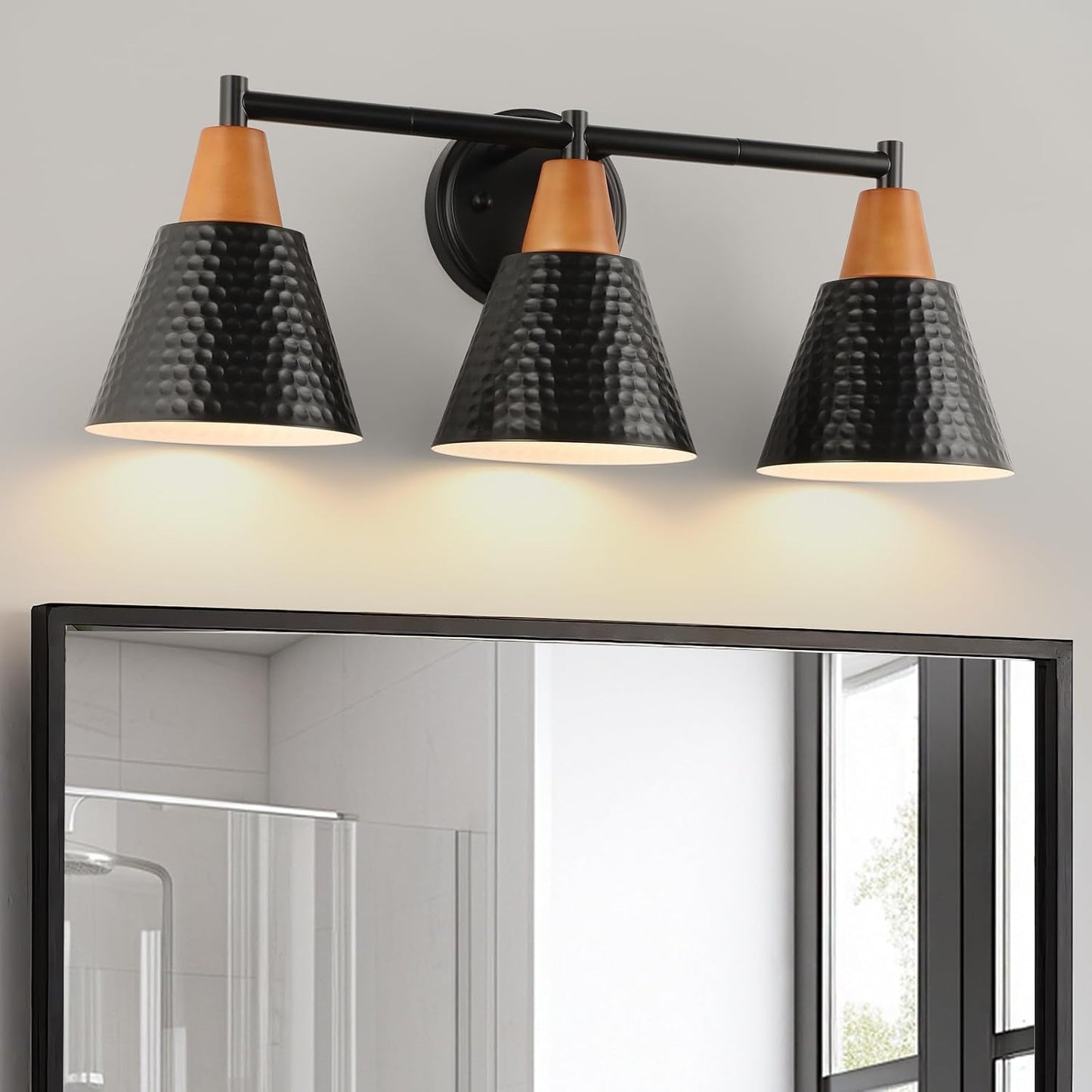 Luz de tocador negra 3 luces industrial vintage