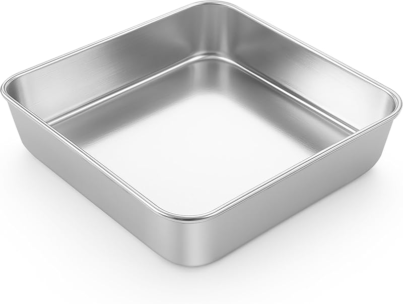 Molde cuadrado acero inox 8x8pulg para hornear lasaña y brownie
