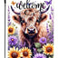 Bandera jardín doble cara 12x18pulg vaca flores