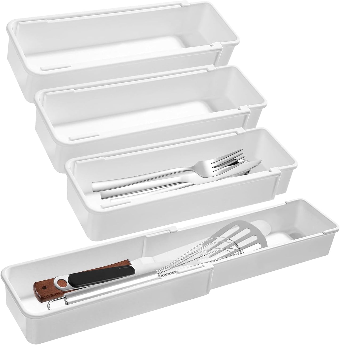 Set 4 Separadores Cajones Expandibles Plástico Blanco