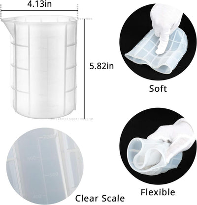 Tazas medición silicona 700ml para resina epoxi y manualidades