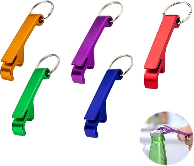 5 Abridores Botellas Coloridos Llavero Metal Práctico