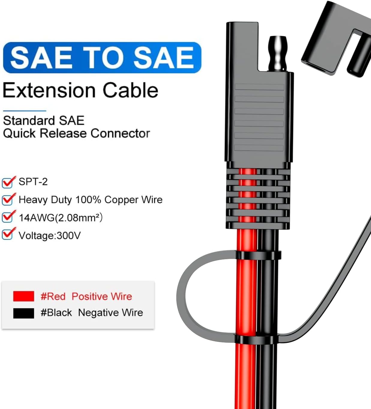 Cable extensión SAE 16AWG 20ft para paneles solares