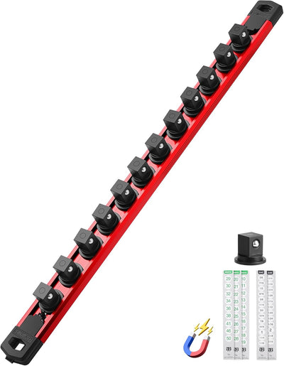 Organiz. enchufes magnéticos aluminio 1/2" clips 360° rojo