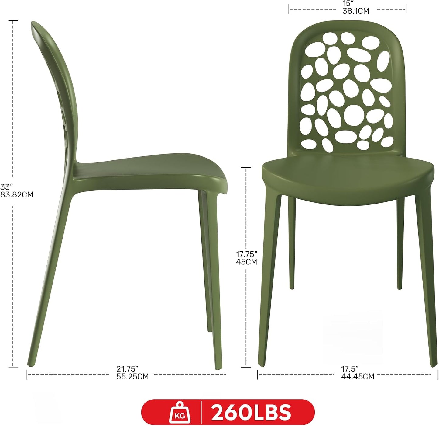 2 Sillas Patio Apilables Modernas para Exterior