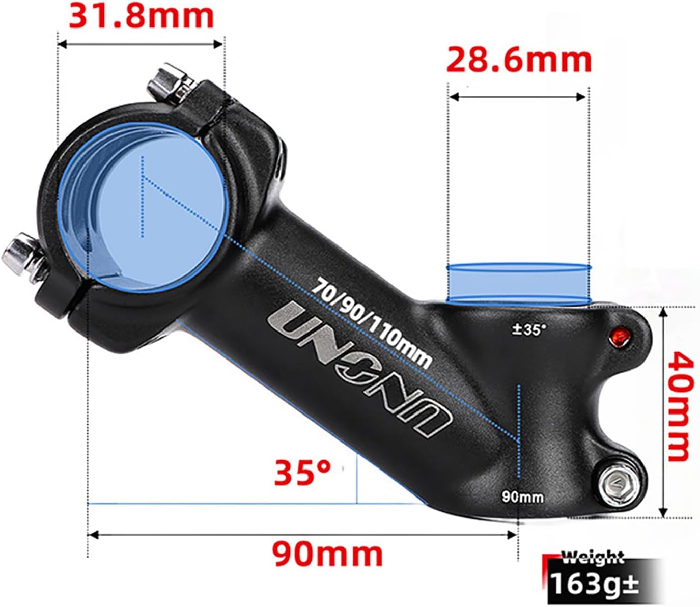 Vástago manillar bicicleta 31.8mm 35 grados MTB negro
