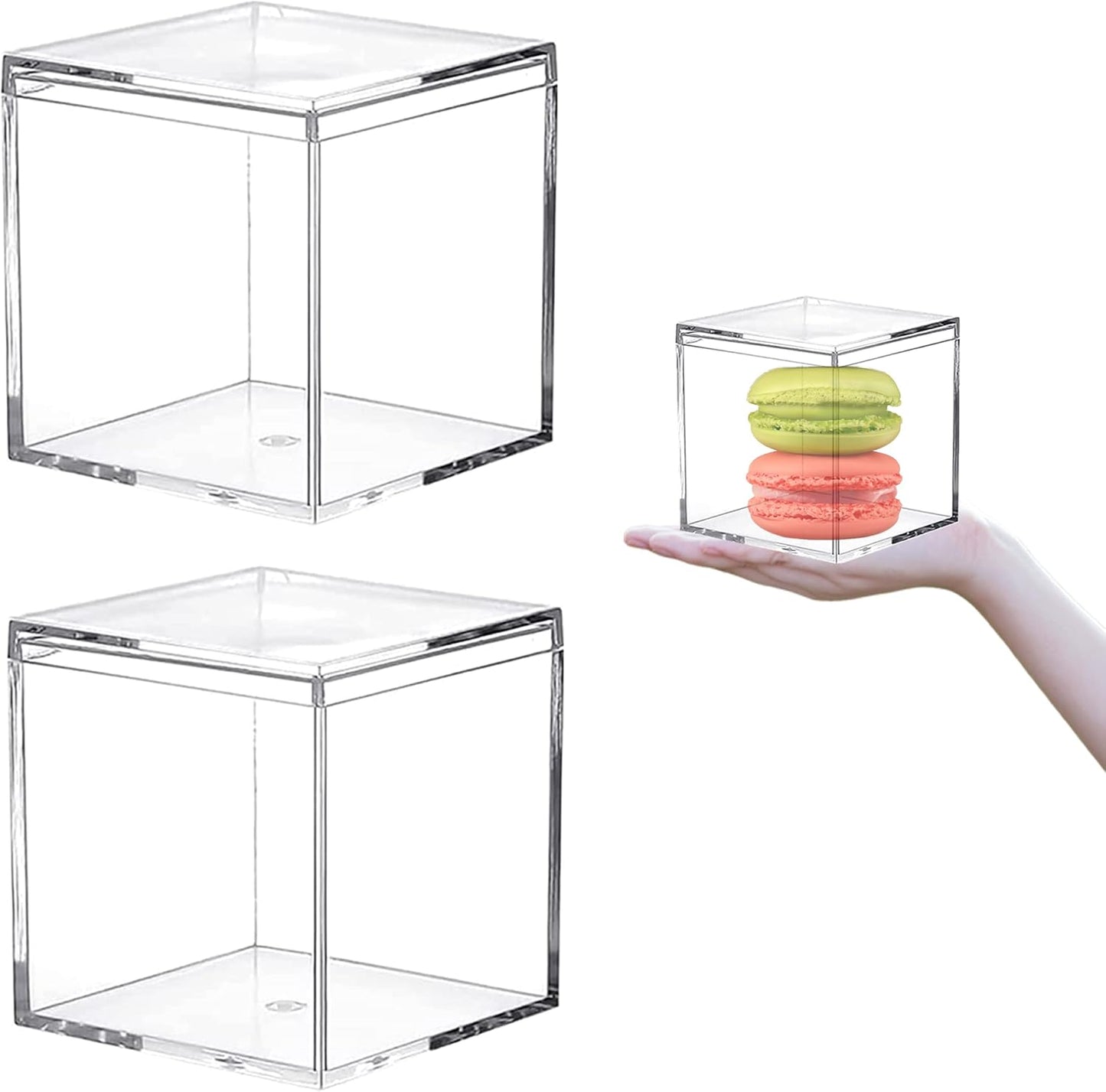 Caja acrílico 2 pzas cubos plástico transparente