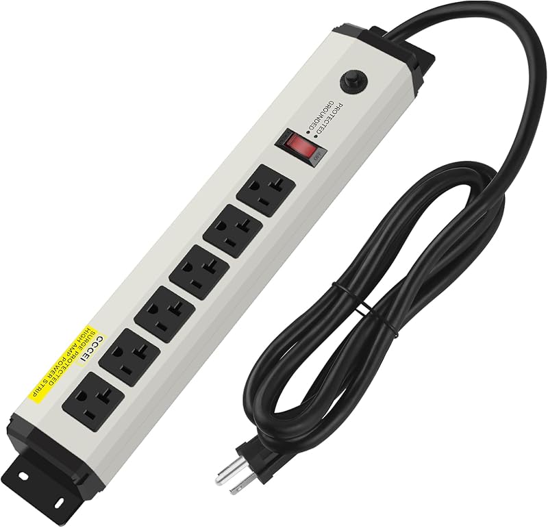 Regleta 12V 4800J 20A 6 enchufes metal 10 ft adaptador