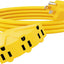 Cable extensión exterior 10ft 3 salidas 15a amarillo