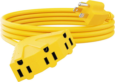 Cable extensión exterior 10ft 3 salidas 15a amarillo
