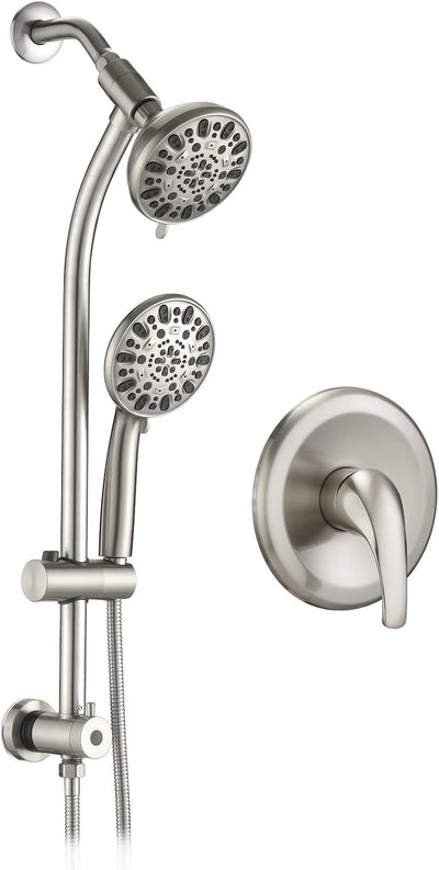 Cabezal ducha ajustable 2 vías sin taladros níquel cepillado