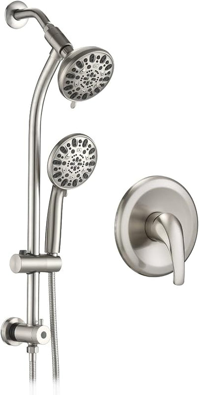 Cabezal ducha ajustable 2 vías sin taladros níquel cepillado