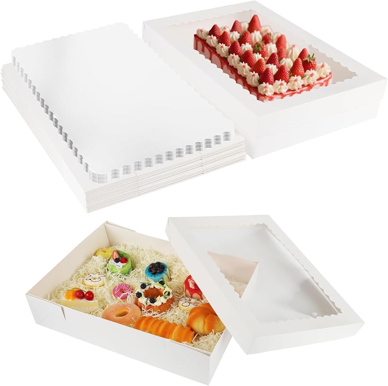 10 Cajas Panadería 19x14pulg Blanca Ventana Cupcakes