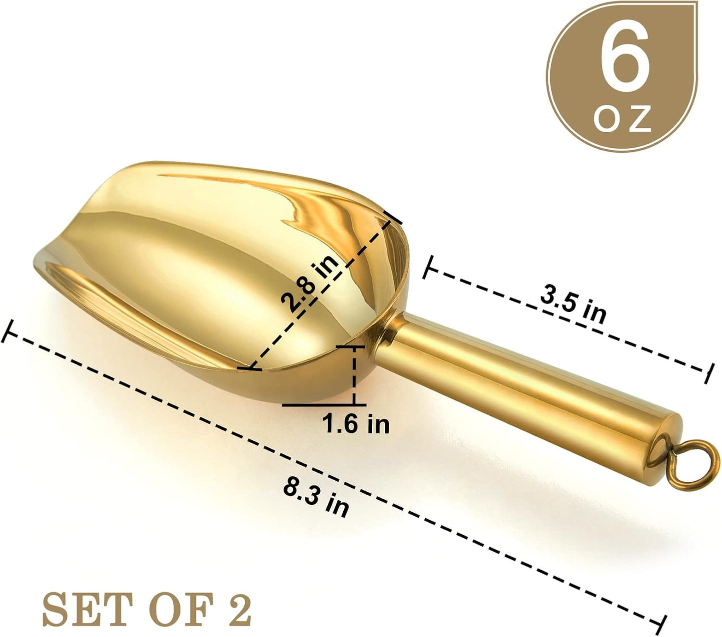Set 2 cucharadas acero inox color dorado 6oz hogar bar