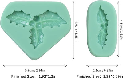 Juego moldes fondant navidad con renos y hojas acebo