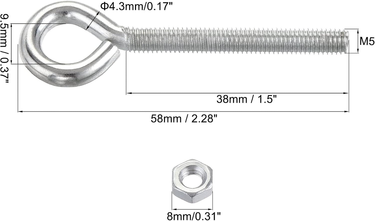 Juego 15 Pzas Gancho Metal Acero Carbono con Tuercas