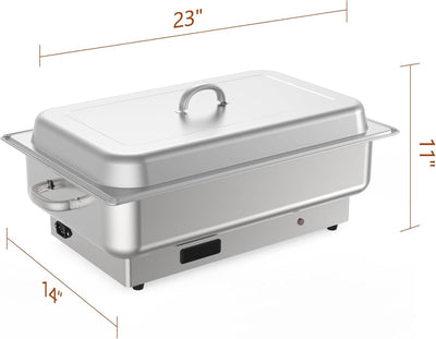 Calentadores eléctricos de alimentos con pantalla digital, juego de bufé acero inoxidable 9 cuartos de galón color plateado