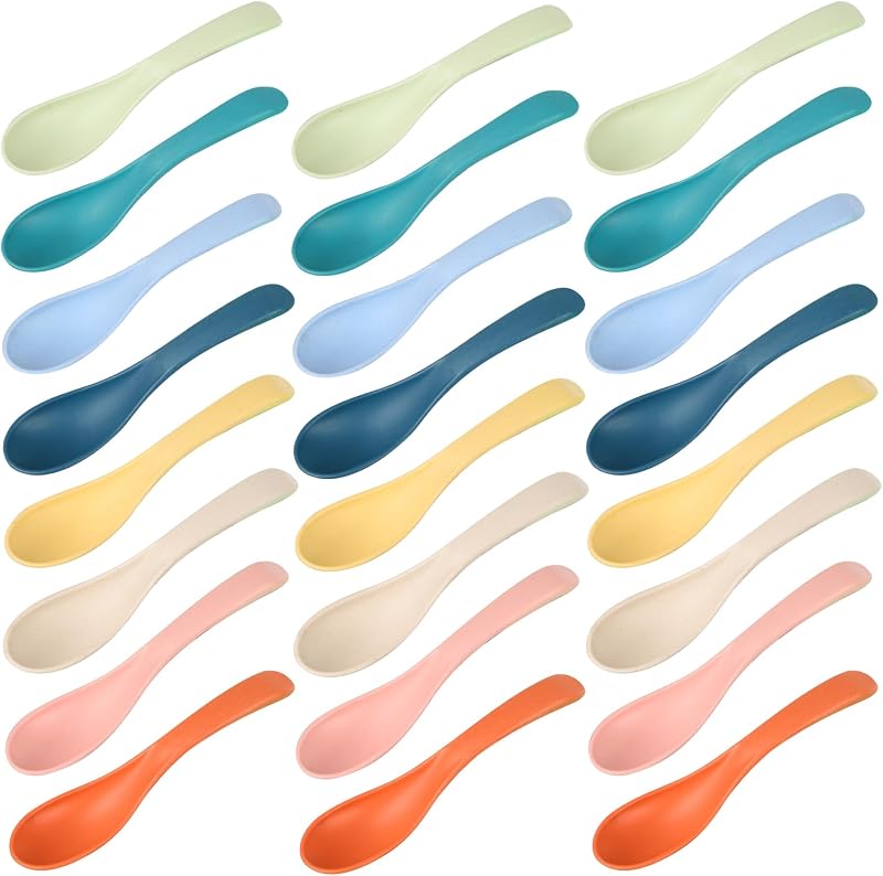 Set 24 Cucharas Paja Trigo 6pulg Cereales 8 Colores