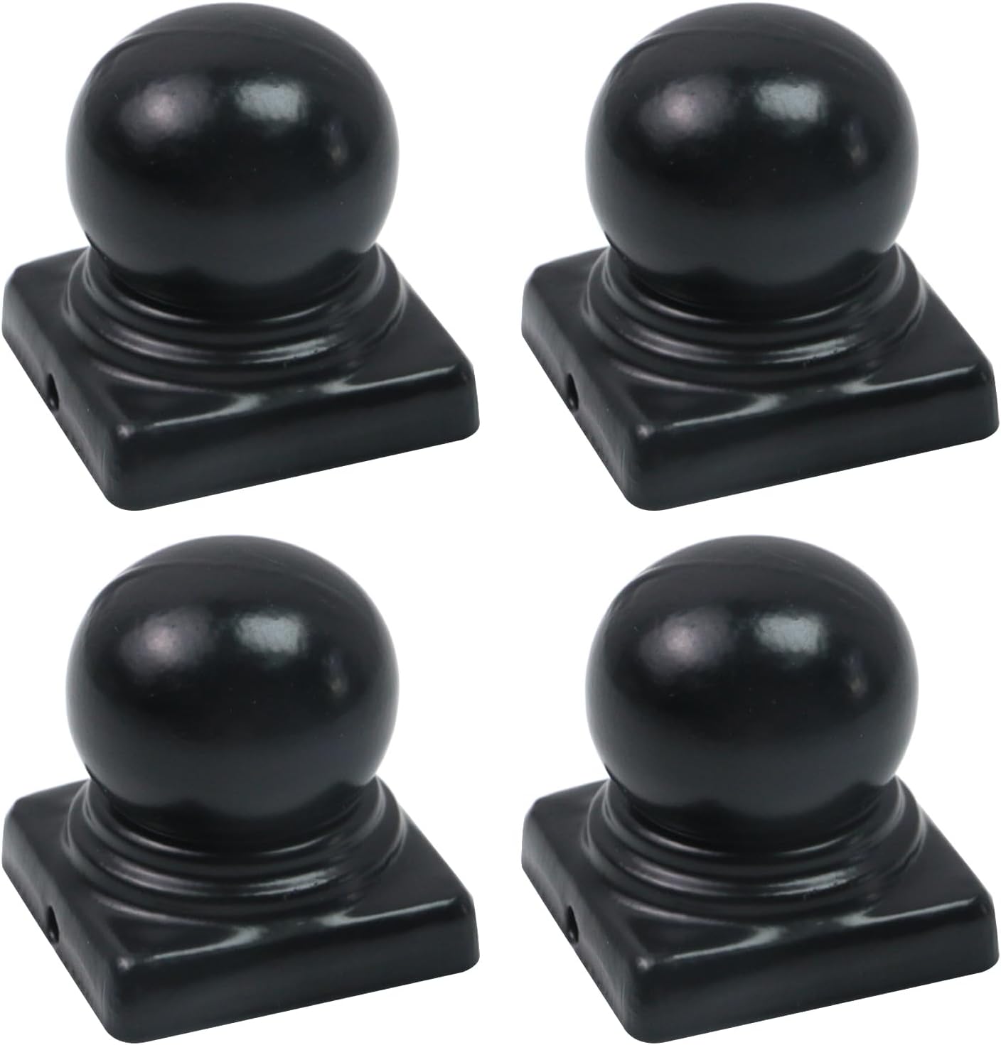 4 Tapas Negras Poste Bola para Postes Metal 1.97x1.97pulg