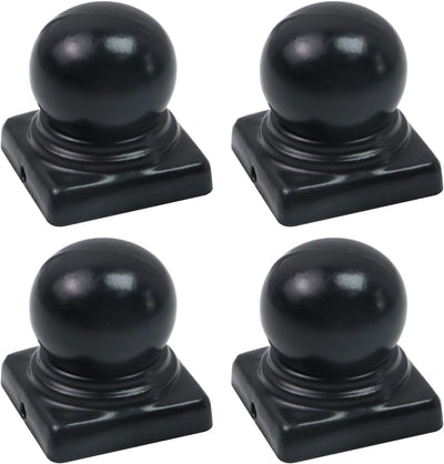 4 Tapas Negras Poste Bola para Postes Metal 1.97x1.97pulg