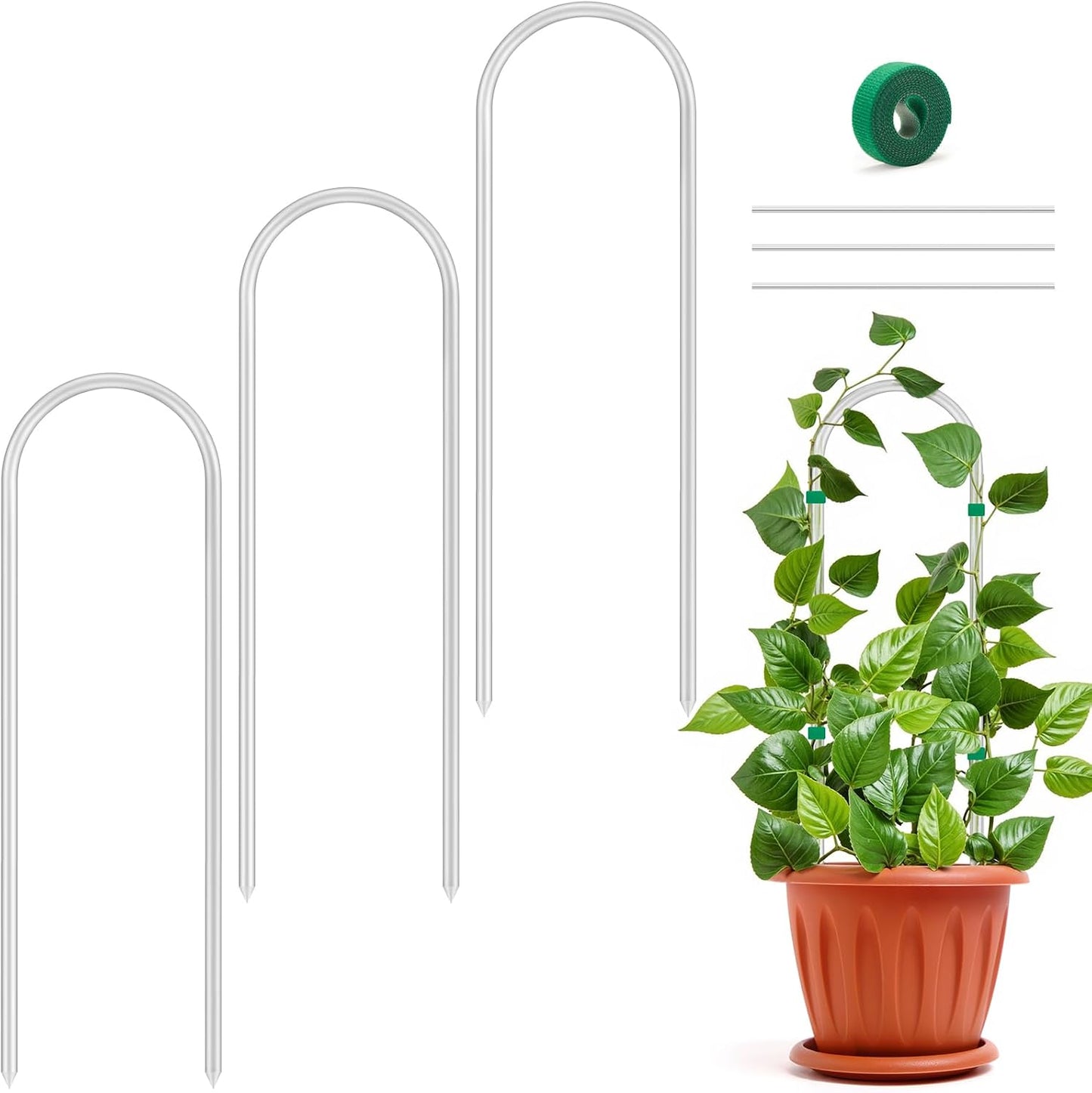 3 Enrejados Acrílicos Forma U para Plantas Trepadoras 16pulg