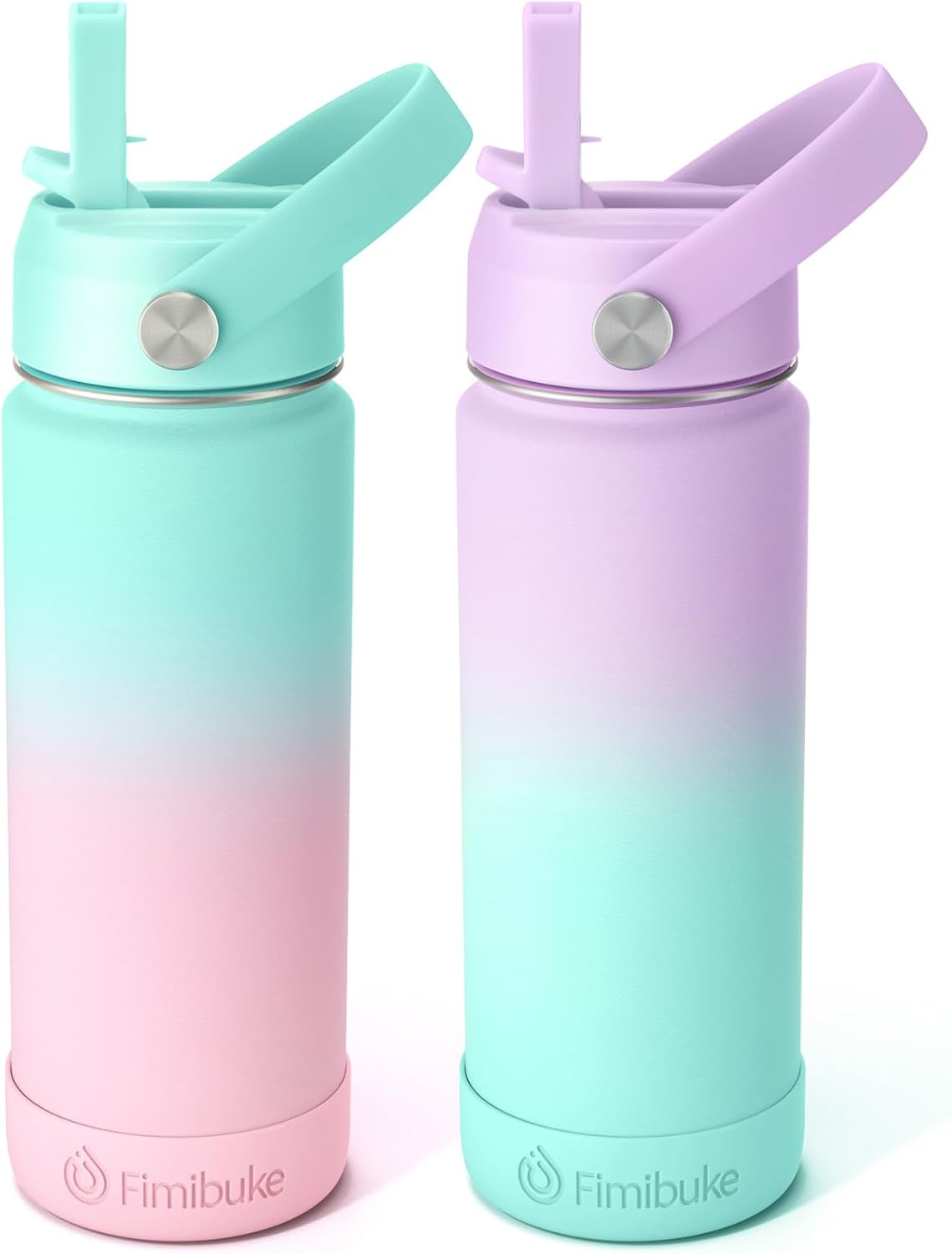 Botella agua aislada niños 18oz sin BPA acero inox 2uds