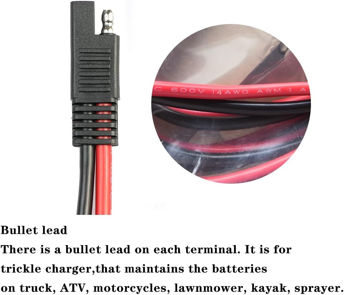 5 Pzas Cable Desconexión Rápida SAE 12" Rojo y Negro