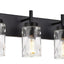 Lámpara tocador 6 luces aplique negro vidrio martillado