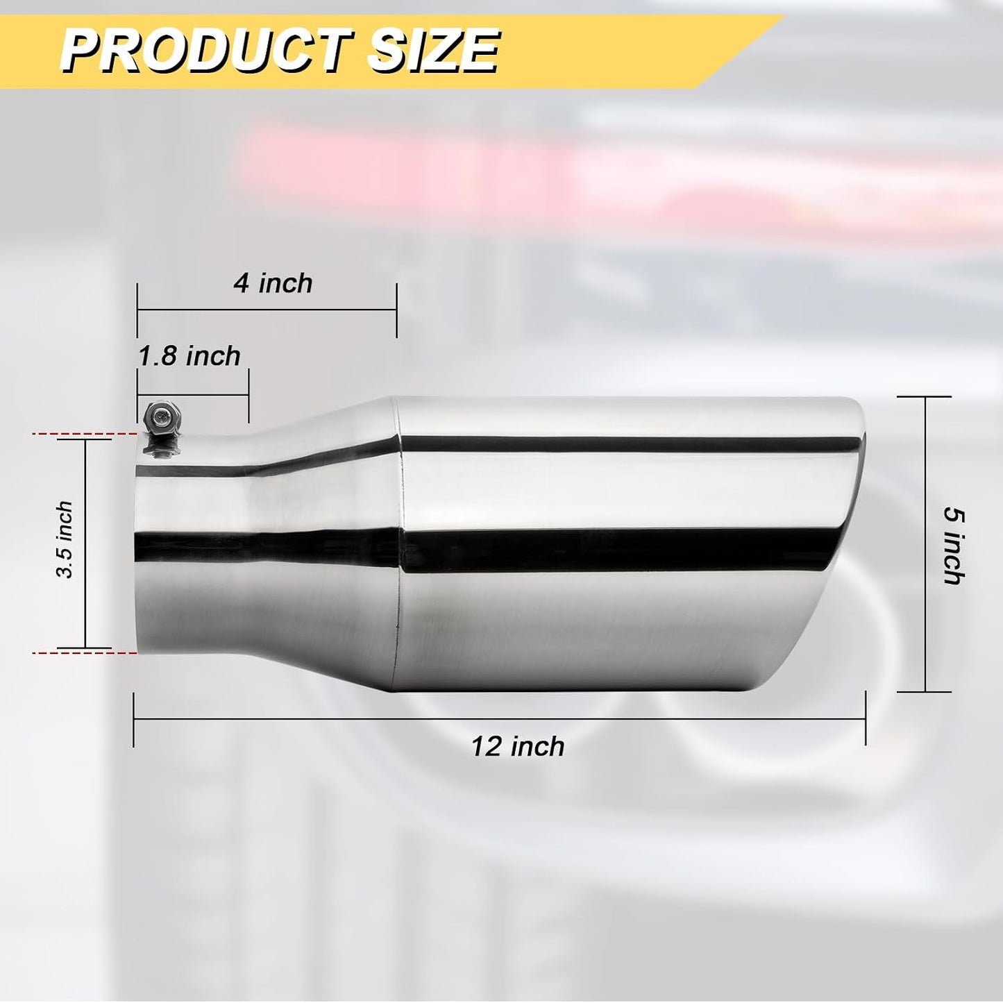 Punta escape acero inox 3.5x5" 12" atornillado