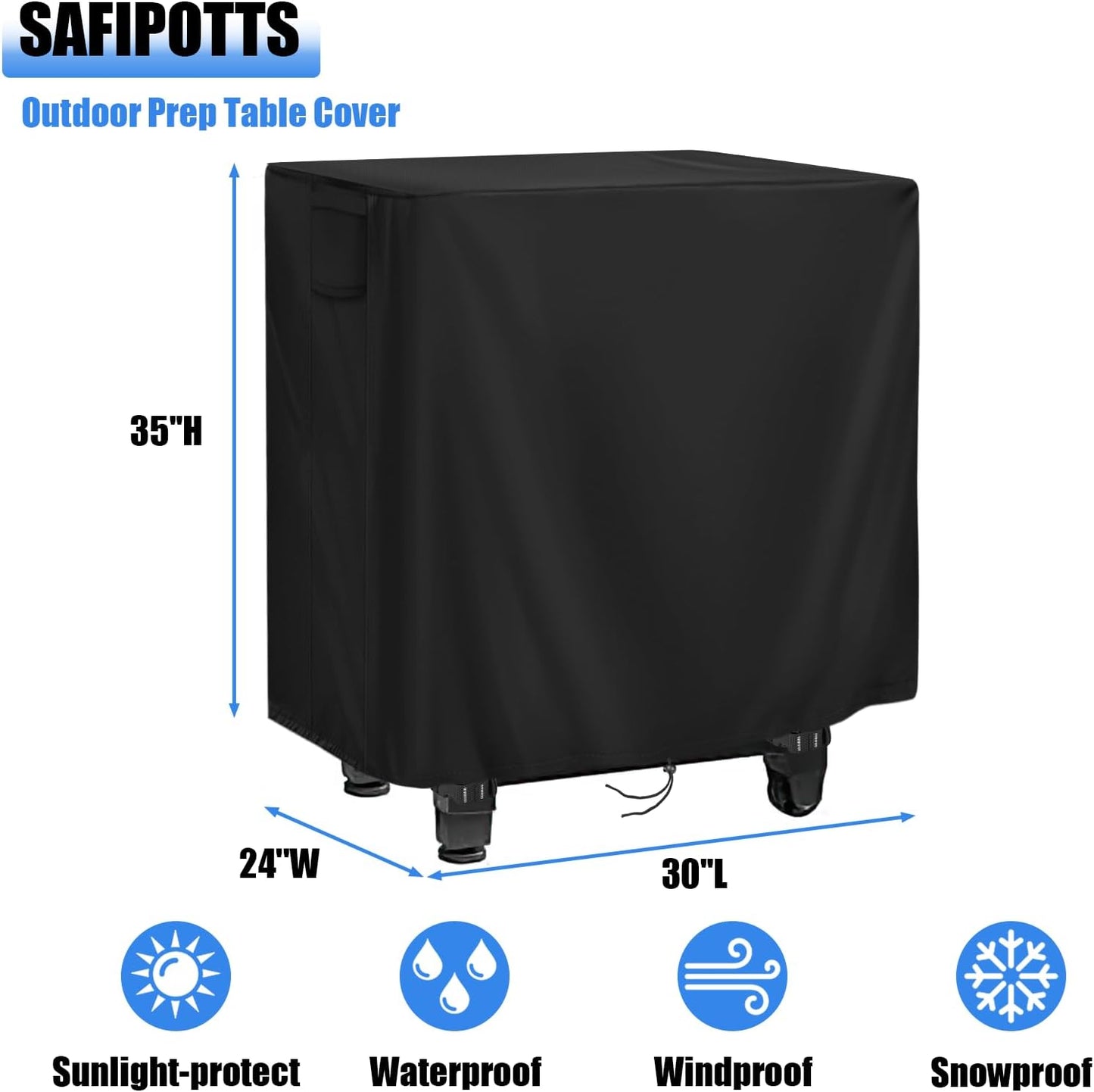 Funda impermeable mesa patio acero inox 30x24pulg negro